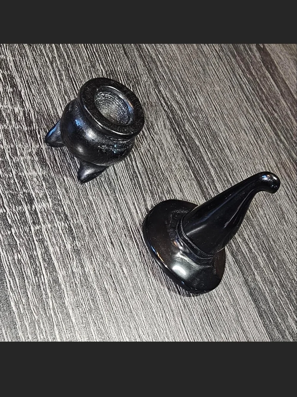 Black Ceramic Witch Hat & Cauldron Decorative Set
